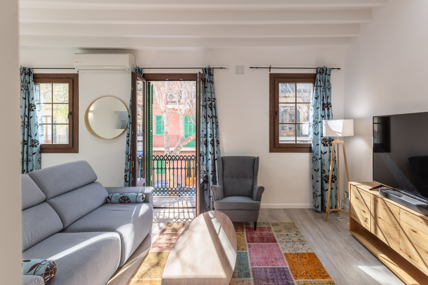 Cosy living room with an open window