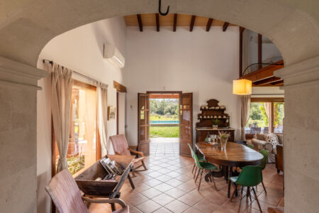 Dining Area In Tranquil Country Finca With Garden Pool And Workspace