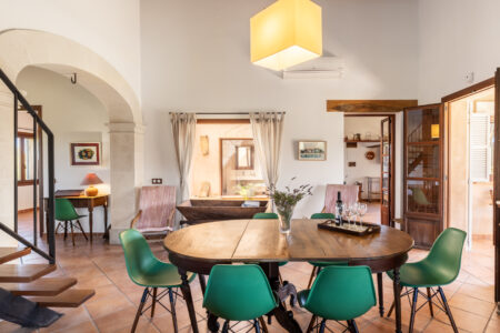 Dining Area In Tranquil Country Finca With Garden Pool And Workspace