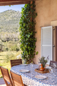 Outdoor Dining Area In Tranquil Country Finca With Garden Pool And Workspace