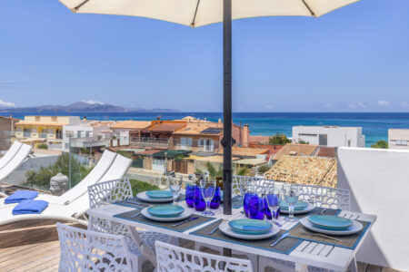 Sunny Townhouse Terrace In Son Serra De Marina With Sea Views And Outdoor Dining