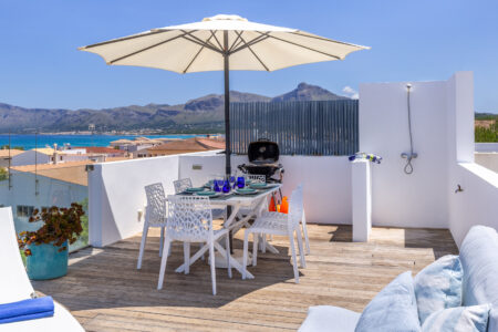 Sunny Townhouse Terrace In Son Serra De Marina With Sea Views And Outdoor Dining