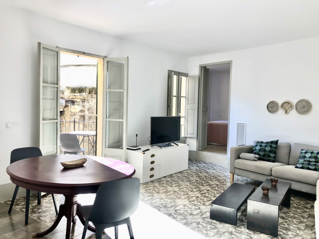 Dining Table In Two Bedroom Apartment With A Terrace In Palma Old Town