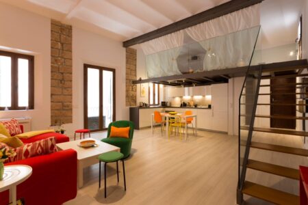 Living Area In One Bedroom Apartment In La Lonja With Community Terrace