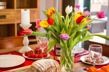 Dining Table With Food In Elegant Penthouse With Terrace And Lift In Palma Old Town