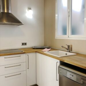 Kitchen At Spacious One Bedroom Apartment Near Plaza Mayor