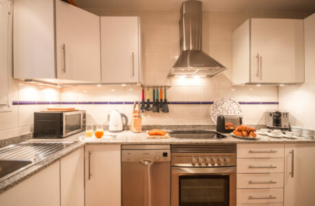Kitchen With Food In Elegant Penthouse With Terrace And Lift In Palma Old Town